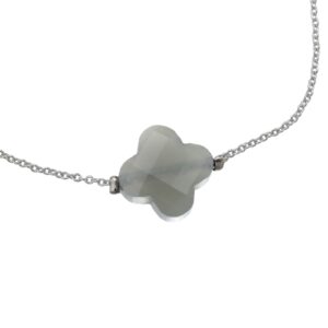 Armband klavertje - grijs