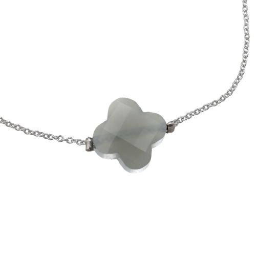 Armband klavertje - grijs