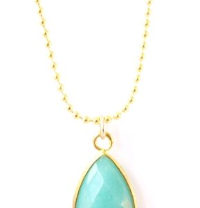 Ballchain ketting met jade druppel