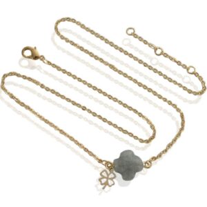 Ketting met klavertjevier - grijs