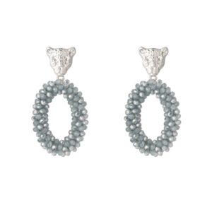 Oorbellen crystal grijs