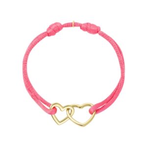 Touwarmbandje hartjes roze