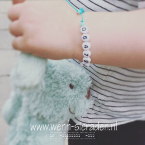 Armband telefoonnummer blauw